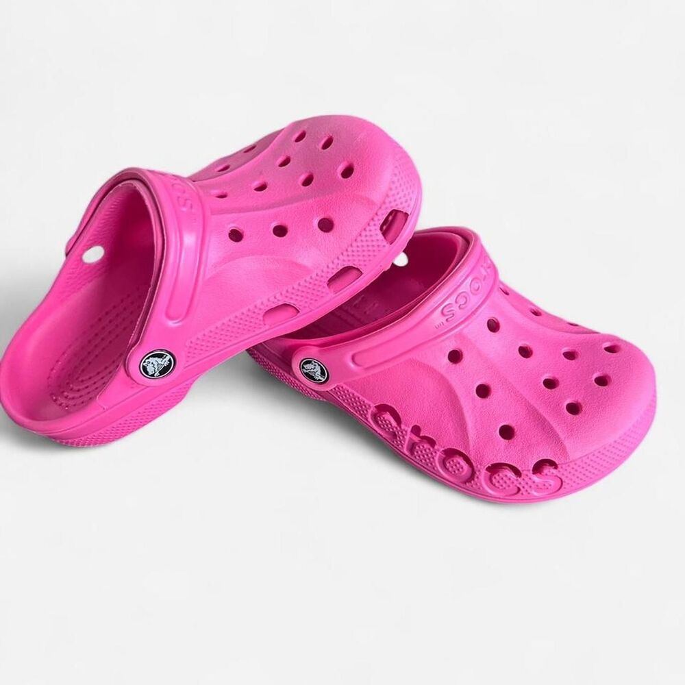 Vibrant Pink Juniors Baya Clogs by Crocs